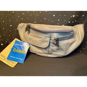 Gamma Leather Fanny Pack Gray Waist Bag Vintage Genuine Leather Belt Bag
